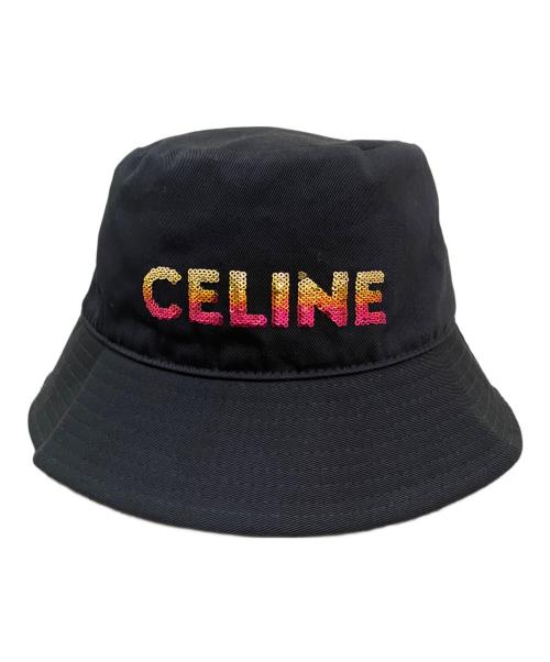 CELINE（セリーヌ）CELINE (セリーヌ) エンブロイダリーグラデーションシークインバケットハット ブラック サイズ:Lの古着・服飾アイテム