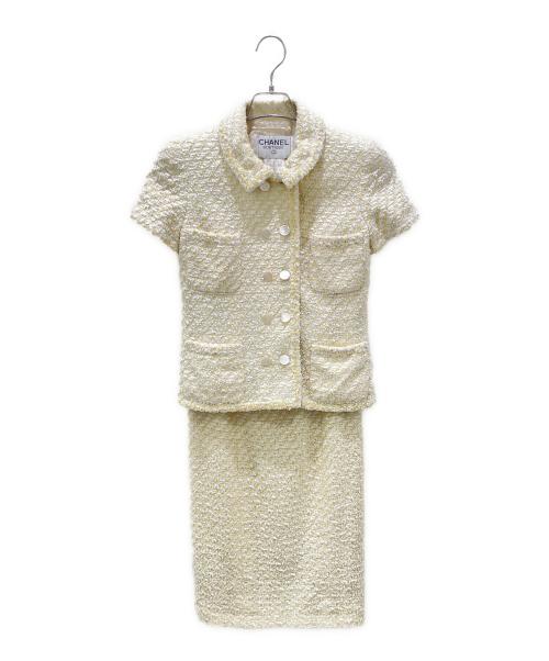 CHANEL（シャネル）CHANEL (シャネル) 96C ツイードセットアップ イエロー サイズ:36の古着・服飾アイテム