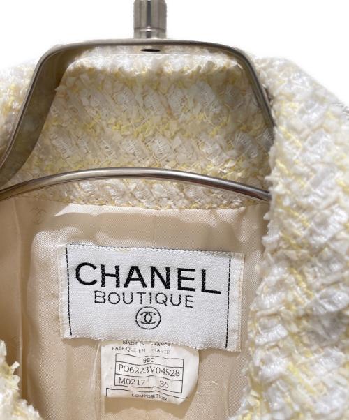 CHANEL（シャネル）CHANEL (シャネル) 96C ツイードセットアップ イエロー サイズ:36の古着・服飾アイテム