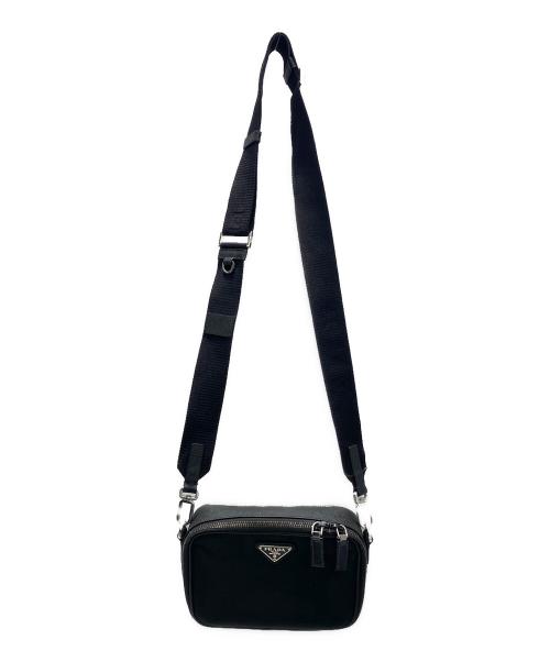 PRADA（プラダ）PRADA (プラダ) ブリック Re-Nylon xサフィアーノレザー バッグ　2VH070 ブラックの古着・服飾アイテム