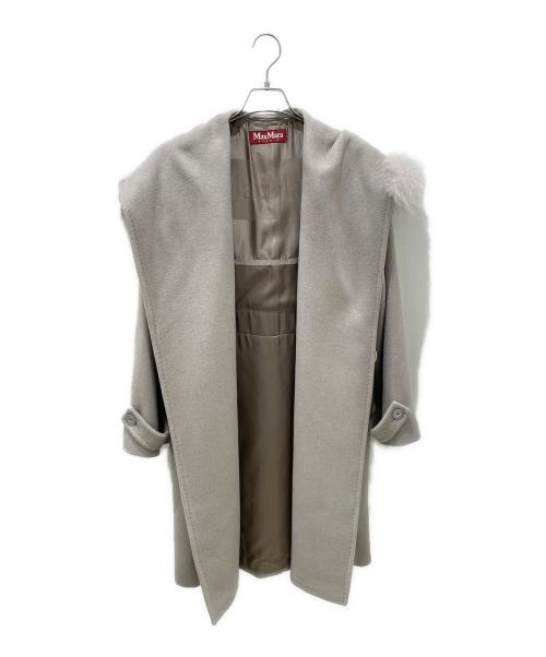Max Mara Studio（マックスマーラ ストゥディオ）Max Mara Studio (マックスマーラ ストゥディオ) アンゴラシルク混ファー付きフーデットコート ベージュ サイズ:40の古着・服飾アイテム