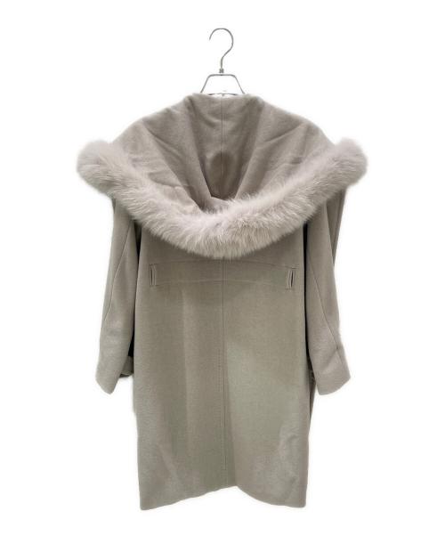 Max Mara Studio（マックスマーラ ストゥディオ）Max Mara Studio (マックスマーラ ストゥディオ) アンゴラシルク混ファー付きフーデットコート ベージュ サイズ:40の古着・服飾アイテム