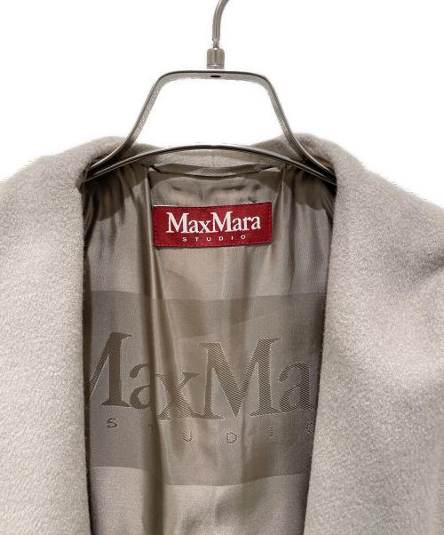 Max Mara Studio（マックスマーラ ストゥディオ）Max Mara Studio (マックスマーラ ストゥディオ) アンゴラシルク混ファー付きフーデットコート ベージュ サイズ:40の古着・服飾アイテム