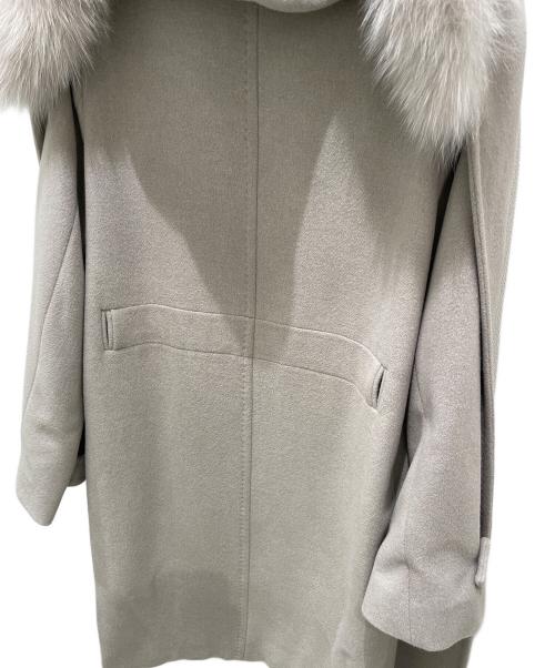 Max Mara Studio（マックスマーラ ストゥディオ）Max Mara Studio (マックスマーラ ストゥディオ) アンゴラシルク混ファー付きフーデットコート ベージュ サイズ:40の古着・服飾アイテム