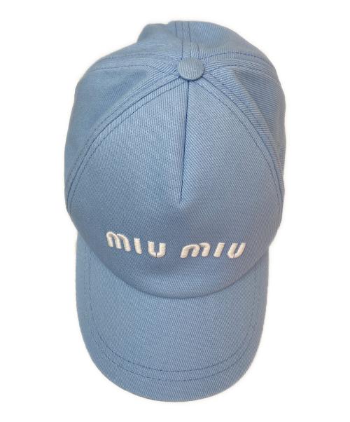 MIU MIU（ミュウミュウ）MIU MIU (ミュウミュウ) ロゴキャップ スカイブルー サイズ:Lの古着・服飾アイテム