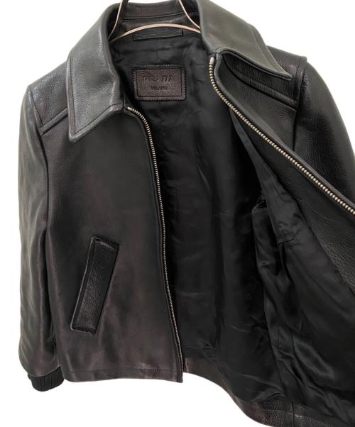 PRADA（プラダ）PRADA (プラダ) レザージャケット ブラック サイズ:36の古着・服飾アイテム