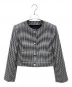 FOXEY BOUTIQUEフォクシー ブティック）の古着「ノーカラーパールボタンジャケット」｜ホワイト×ブラック