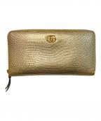 GUCCIグッチ）の古着「GGマーモント リザード ジップアラウンドウォレット」｜ゴールド