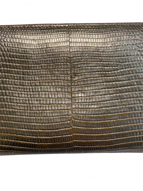 GUCCI（グッチ）GUCCI (グッチ) GGマーモント リザード ジップアラウンドウォレット ゴールドの古着・服飾アイテム