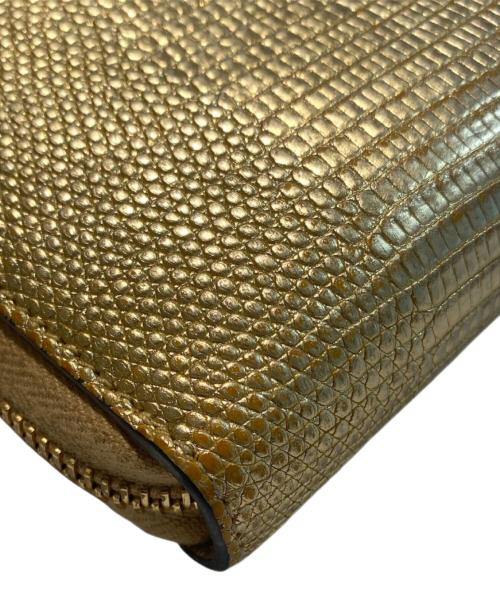 GUCCI（グッチ）GUCCI (グッチ) GGマーモント リザード ジップアラウンドウォレット ゴールドの古着・服飾アイテム