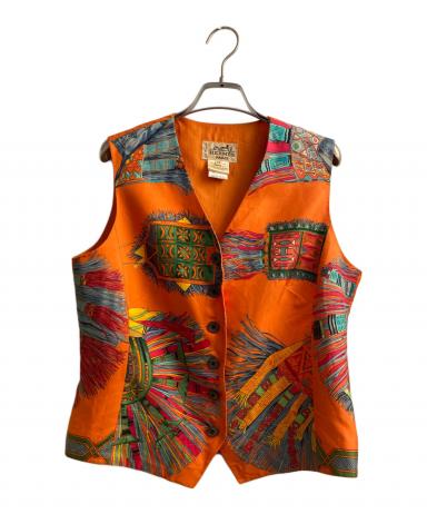 中古・古着通販】HERMES (エルメス) シルクベスト オレンジ サイズ:42