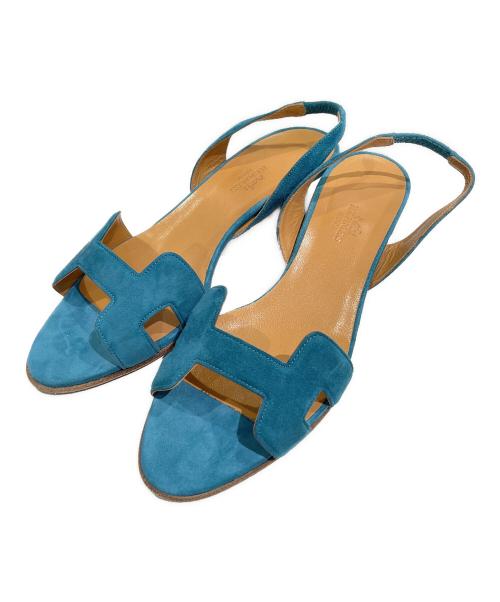 HERMES（エルメス）HERMES (エルメス) スウェードサンダル ブルー サイズ:37の古着・服飾アイテム