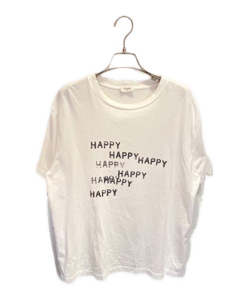 CELINE（セリーヌ）CELINE (セリーヌ) happy happyプリント入り ルーズTシャツ ホワイト サイズ:Sの古着・服飾アイテム