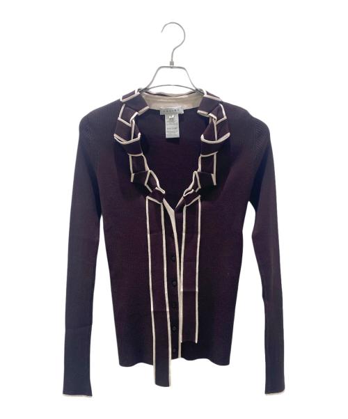 CELINE（セリーヌ）CELINE (セリーヌ) 長袖ニットカットソー ブラウン×ピンク サイズ:Mの古着・服飾アイテム