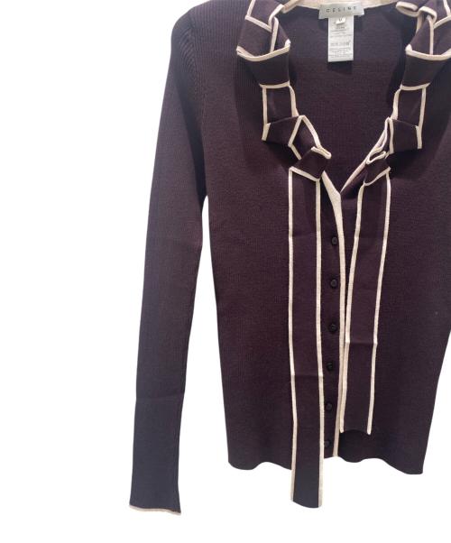 CELINE（セリーヌ）CELINE (セリーヌ) 長袖ニットカットソー ブラウン×ピンク サイズ:Mの古着・服飾アイテム