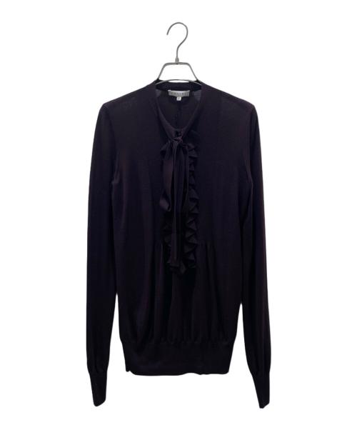 CELINE（セリーヌ）CELINE (セリーヌ) 長袖リボンブラウス パープル サイズ:Mの古着・服飾アイテム