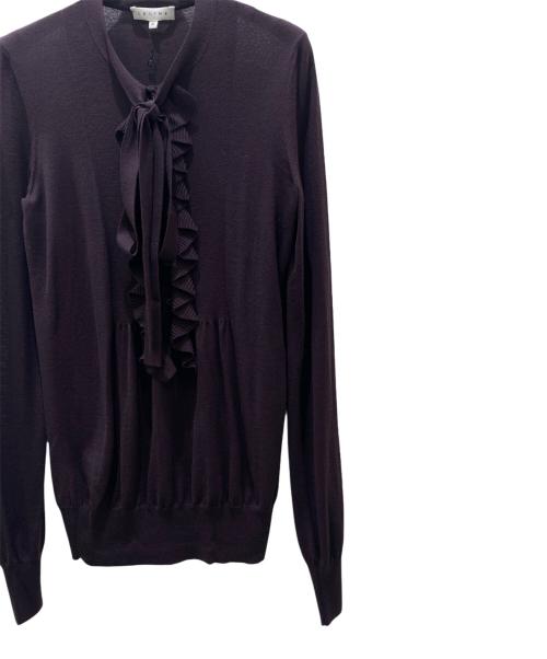 CELINE（セリーヌ）CELINE (セリーヌ) 長袖リボンブラウス パープル サイズ:Mの古着・服飾アイテム