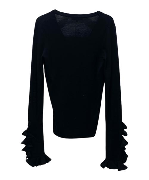 CELINE（セリーヌ）CELINE (セリーヌ) 袖フリルデザインカーディガン ブラック サイズ:Mの古着・服飾アイテム