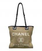 CHANELシャネル）の古着「ドーヴィルPM チェーン トートバッグ」｜ベージュ