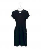 CHANELシャネル）の古着「P37 ココマーク半袖ニットワンピース」｜ブラック