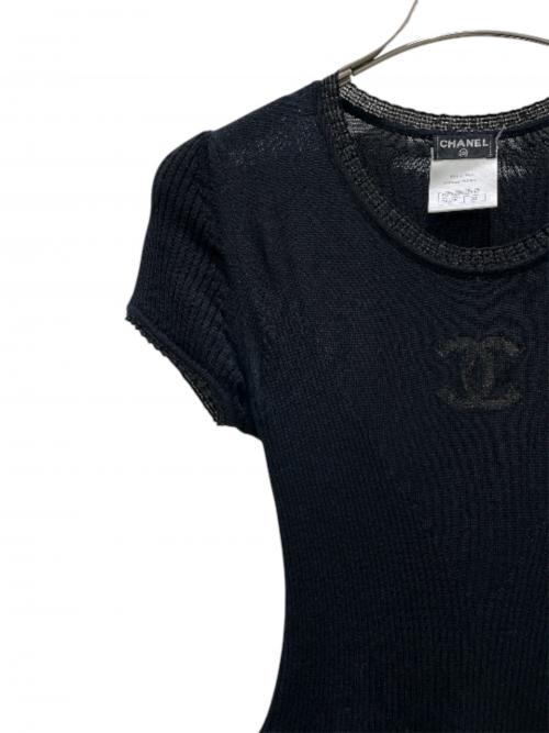 CHANEL（シャネル）CHANEL (シャネル) P37 ココマーク半袖ニットワンピース ブラック サイズ:34の古着・服飾アイテム