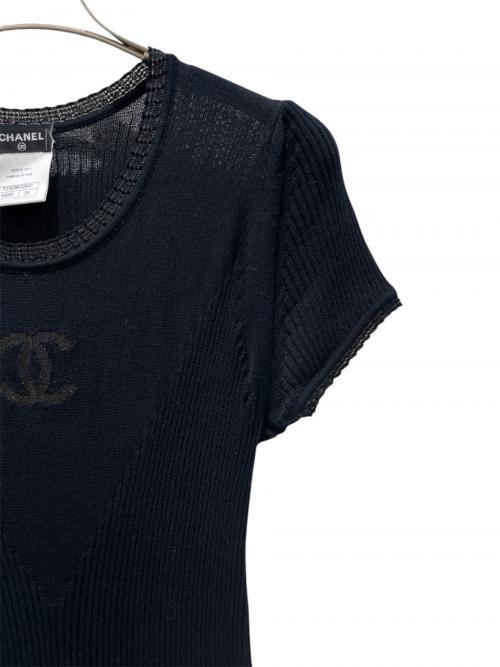 CHANEL（シャネル）CHANEL (シャネル) P37 ココマーク半袖ニットワンピース ブラック サイズ:34の古着・服飾アイテム
