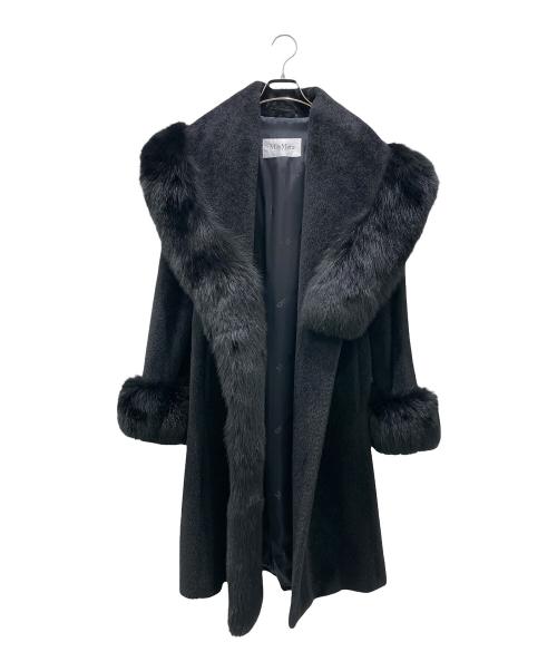 MaxMara（マックスマーラ）MaxMara (マックスマーラ) フォックスファーベルト付ガウンコート ブラック サイズ:36の古着・服飾アイテム