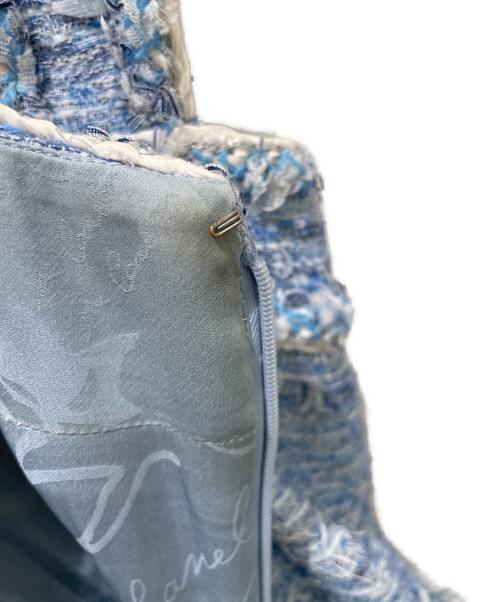 CHANEL（シャネル）CHANEL (シャネル) ツイードノースリーブワンピース スカイブルー サイズ:38の古着・服飾アイテム