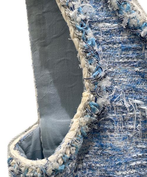 CHANEL（シャネル）CHANEL (シャネル) ツイードノースリーブワンピース スカイブルー サイズ:38の古着・服飾アイテム