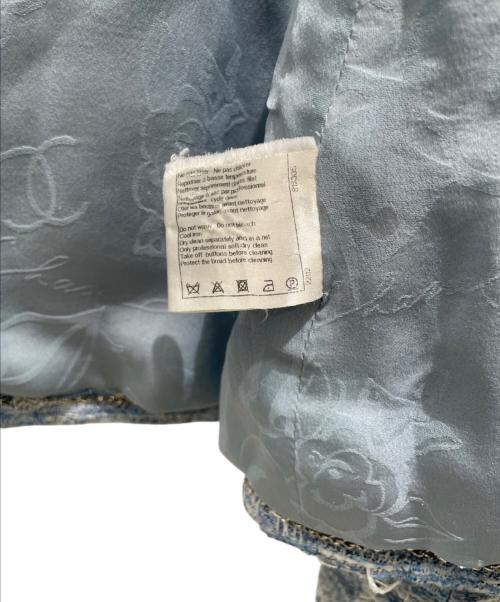 CHANEL（シャネル）CHANEL (シャネル) P50 ツイードジャケット スカイブルー サイズ:34の古着・服飾アイテム