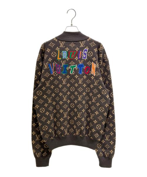 LOUIS VUITTON（ルイ ヴィトン）LOUIS VUITTON (ルイ ヴィトン) NBAモノグラムグラフィックジップアップニットブルゾン 21AW ブラウン サイズ:Mの古着・服飾アイテム