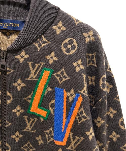 LOUIS VUITTON（ルイ ヴィトン）LOUIS VUITTON (ルイ ヴィトン) NBAモノグラムグラフィックジップアップニットブルゾン 21AW ブラウン サイズ:Mの古着・服飾アイテム