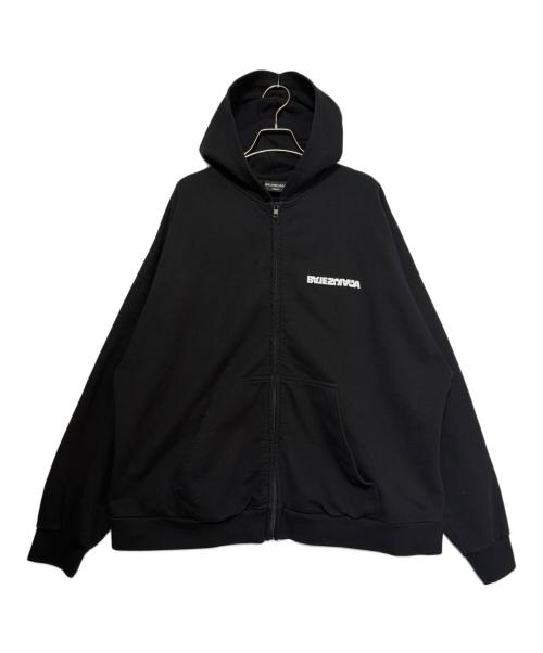 BALENCIAGA（バレンシアガ）BALENCIAGA (バレンシアガ) ロゴ反転ジップパーカー ブラック サイズ:2の古着・服飾アイテム