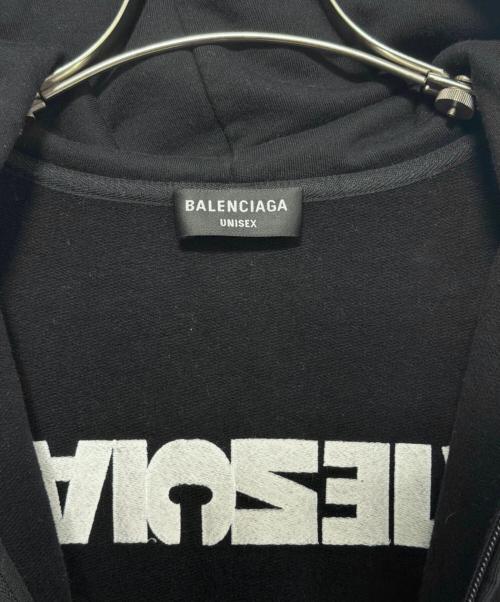 BALENCIAGA（バレンシアガ）BALENCIAGA (バレンシアガ) ロゴ反転ジップパーカー ブラック サイズ:2の古着・服飾アイテム