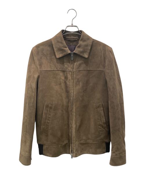 ERMENEGILDO ZEGNA（エルメネジルド・ゼニア）ERMENEGILDO ZEGNA (エルメネジルド・ゼニア) スウェードボンバージャケット カーキ サイズ:50の古着・服飾アイテム