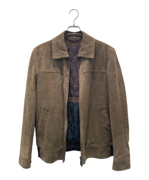 ERMENEGILDO ZEGNA（エルメネジルド・ゼニア）ERMENEGILDO ZEGNA (エルメネジルド・ゼニア) スウェードボンバージャケット カーキ サイズ:50の古着・服飾アイテム