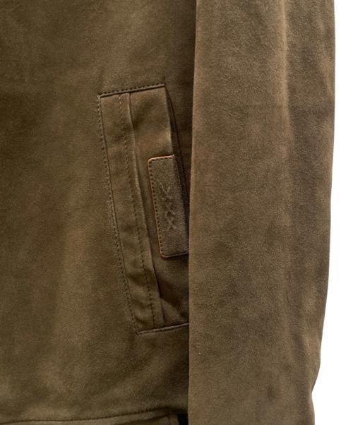 ERMENEGILDO ZEGNA（エルメネジルド・ゼニア）ERMENEGILDO ZEGNA (エルメネジルド・ゼニア) スウェードボンバージャケット カーキ サイズ:50の古着・服飾アイテム