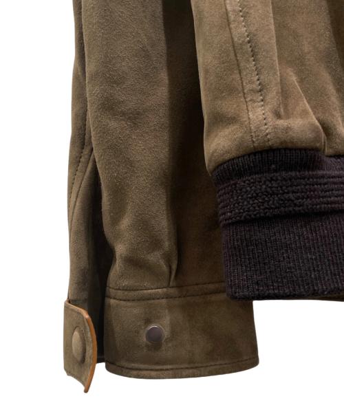 ERMENEGILDO ZEGNA（エルメネジルド・ゼニア）ERMENEGILDO ZEGNA (エルメネジルド・ゼニア) スウェードボンバージャケット カーキ サイズ:50の古着・服飾アイテム
