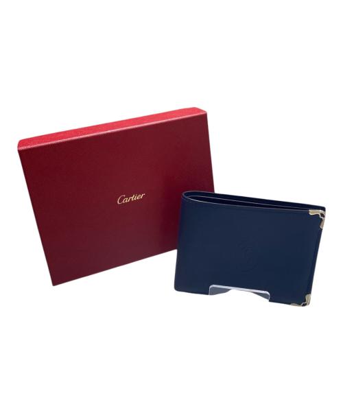 Cartier（カルティエ）Cartier (カルティエ) マスト ドゥ カルティエ 二つ折りウォレット ネイビー 未使用品の古着・服飾アイテム