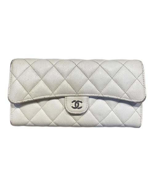 CHANEL（シャネル）CHANEL (シャネル) キャビアスキンロングウォレット アイボリーの古着・服飾アイテム