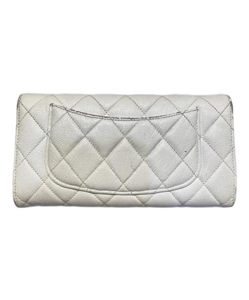 CHANEL（シャネル）CHANEL (シャネル) キャビアスキンロングウォレット アイボリーの古着・服飾アイテム