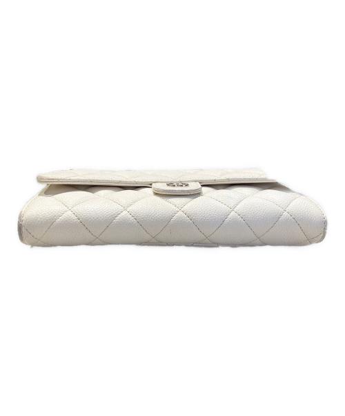 CHANEL（シャネル）CHANEL (シャネル) キャビアスキンロングウォレット アイボリーの古着・服飾アイテム