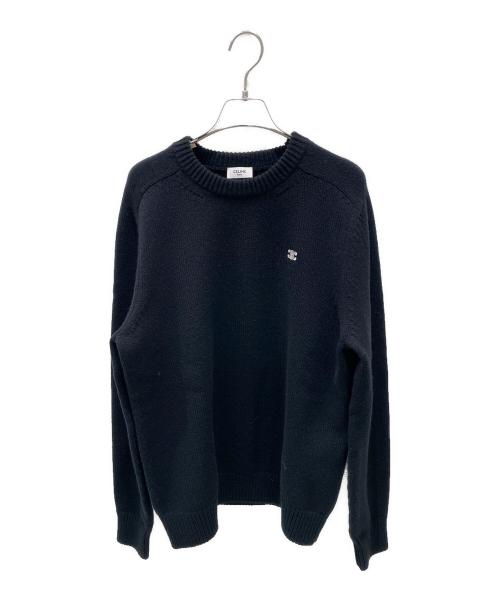 CELINE（セリーヌ）CELINE (セリーヌ) トリオンフクルーネックセーター ブラック サイズ:Mの古着・服飾アイテム