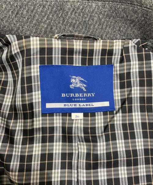 BURBERRY BLUE LABEL（バーバリー ブルー レーベル）BURBERRY BLUE LABEL (バーバリーロンドンブルーレーベル) ウールフリルデザインコート ライトグレー サイズ:36の古着・服飾アイテム