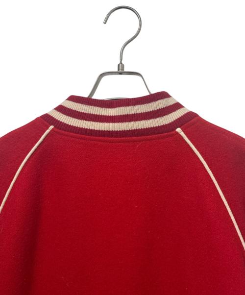 GUCCI（グッチ）GUCCI (グッチ) 裏ボア キャットワッペン スタジャンブルゾン レッド サイズ:46の古着・服飾アイテム