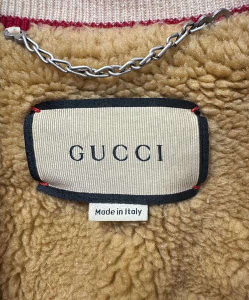 GUCCI（グッチ）GUCCI (グッチ) 裏ボア キャットワッペン スタジャンブルゾン レッド サイズ:46の古着・服飾アイテム