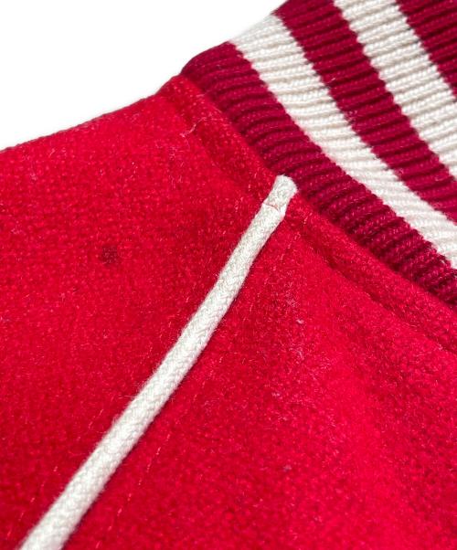 GUCCI（グッチ）GUCCI (グッチ) 裏ボア キャットワッペン スタジャンブルゾン レッド サイズ:46の古着・服飾アイテム