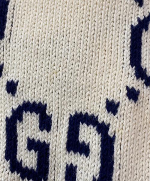 GUCCI（グッチ）GUCCI (グッチ) GG コットンニットスウェットシャツ ホワイト×ネイビー サイズ:XSの古着・服飾アイテム