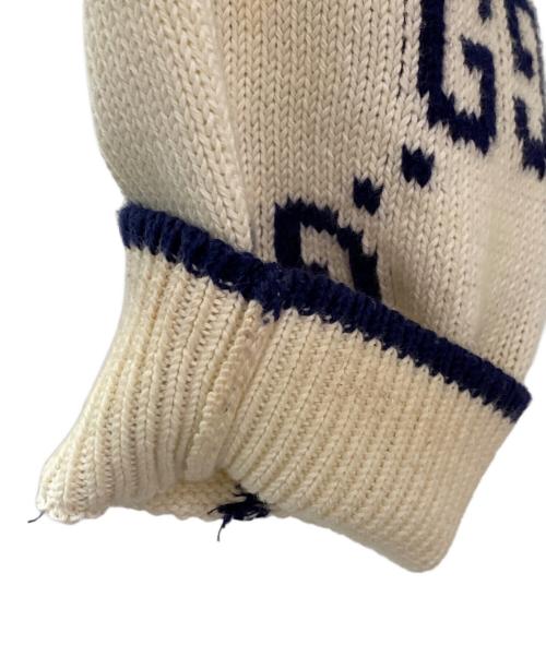 GUCCI（グッチ）GUCCI (グッチ) GG コットンニットスウェットシャツ ホワイト×ネイビー サイズ:XSの古着・服飾アイテム