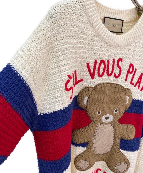 GUCCI（グッチ）GUCCI (グッチ) ベア刺繍ニットセーター アイボリー サイズ:XSの古着・服飾アイテム
